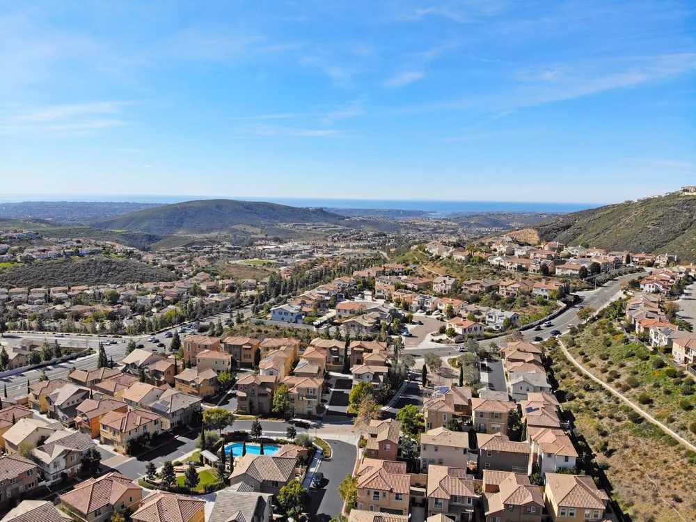 San Elijo Hills neighborhoods with the coast beyond