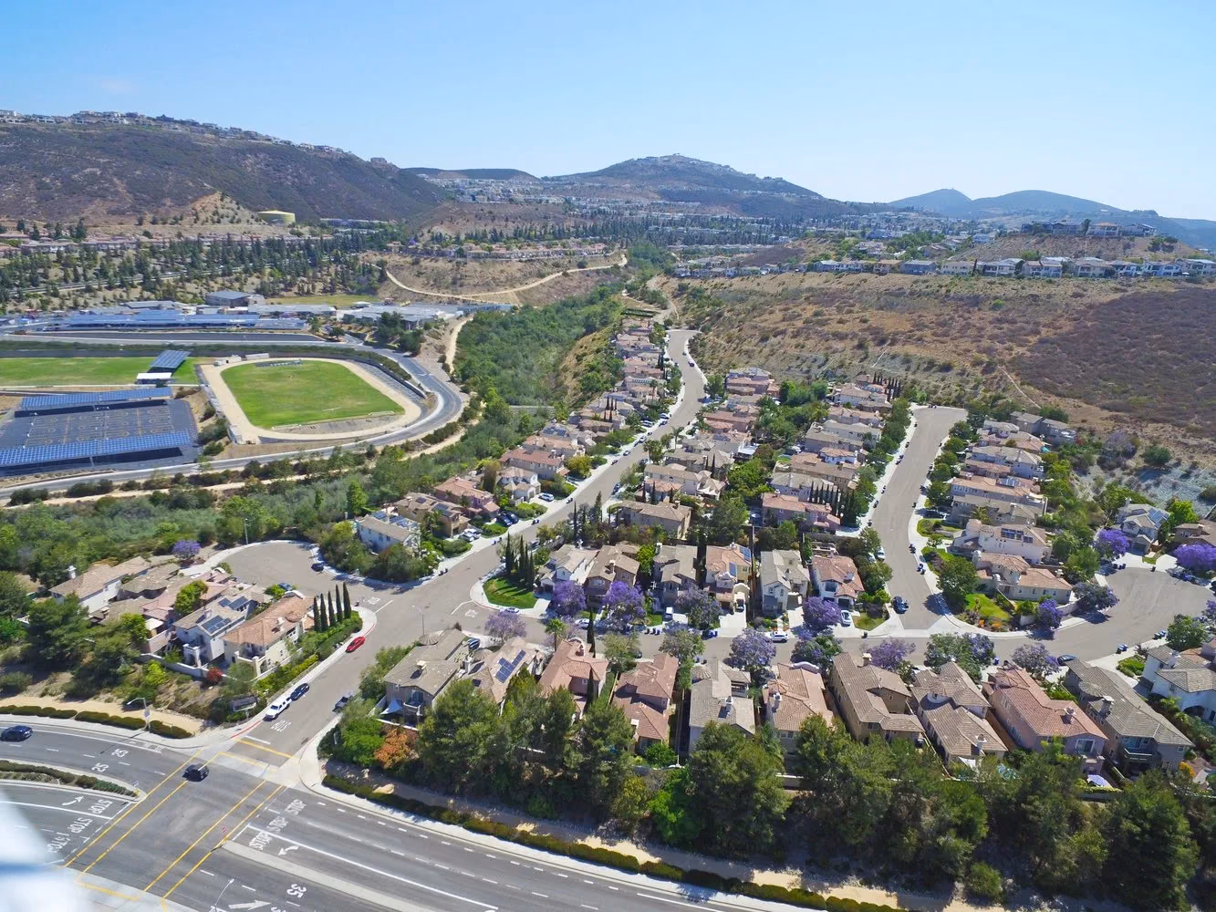 Wide neighborhood and landscape view near San Elijo Hills